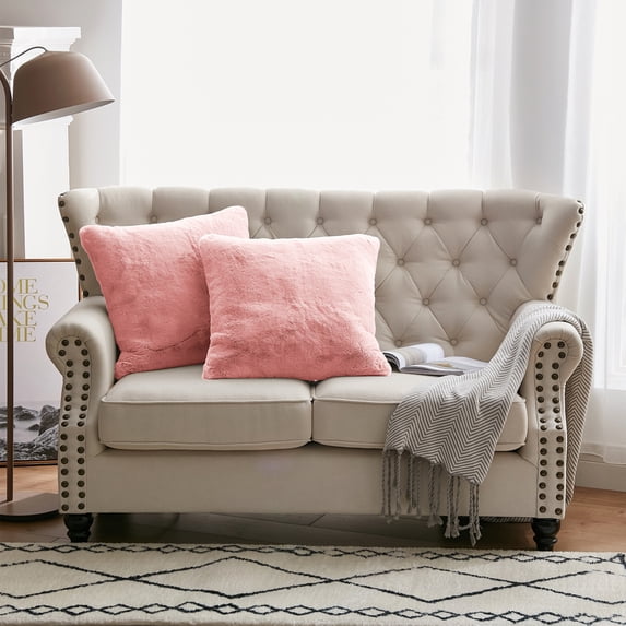 Home Soft Things Heavy Faux Fur 2 Piece Throw Pillow Cover Set - Rose Quartz - 20" x 20"
