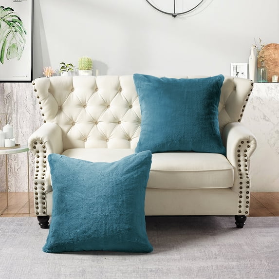 Home Soft Things Heavy Faux Fur 2 Piece Throw Pillow Cover Set - Smoke Blue - 26" x 26"