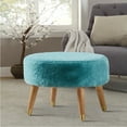 thumbnail image 1 of Home Soft Things Heavy Faux Fur Oval Ottoman - Blue Turqoise - 22" x 18" x 18", 1 of 4