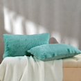thumbnail image 1 of Home Soft Things Heavy Faux Fur Pillow Covers - 2 Pcs - Blue Turqoise - 14"x26", 1 of 7