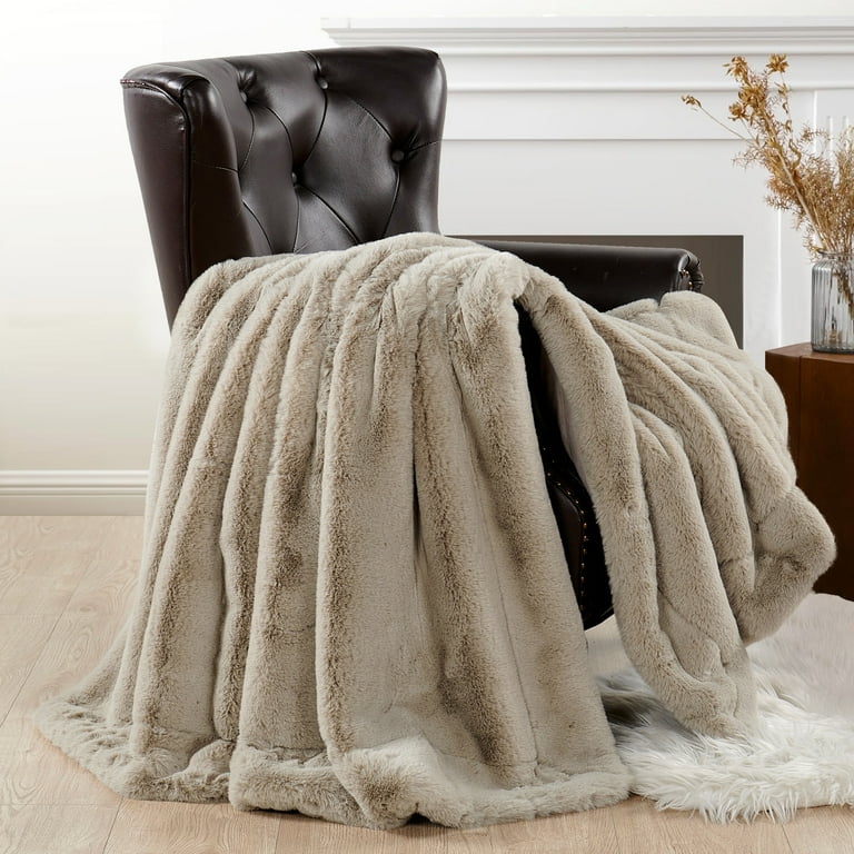 Home Soft Things Heavy Faux Fur Throw Light Brown 60 x 80