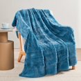 thumbnail image 1 of Home Soft Things Herringbone Faux Fur Throw - Blue - 50" x 60", 1 of 10