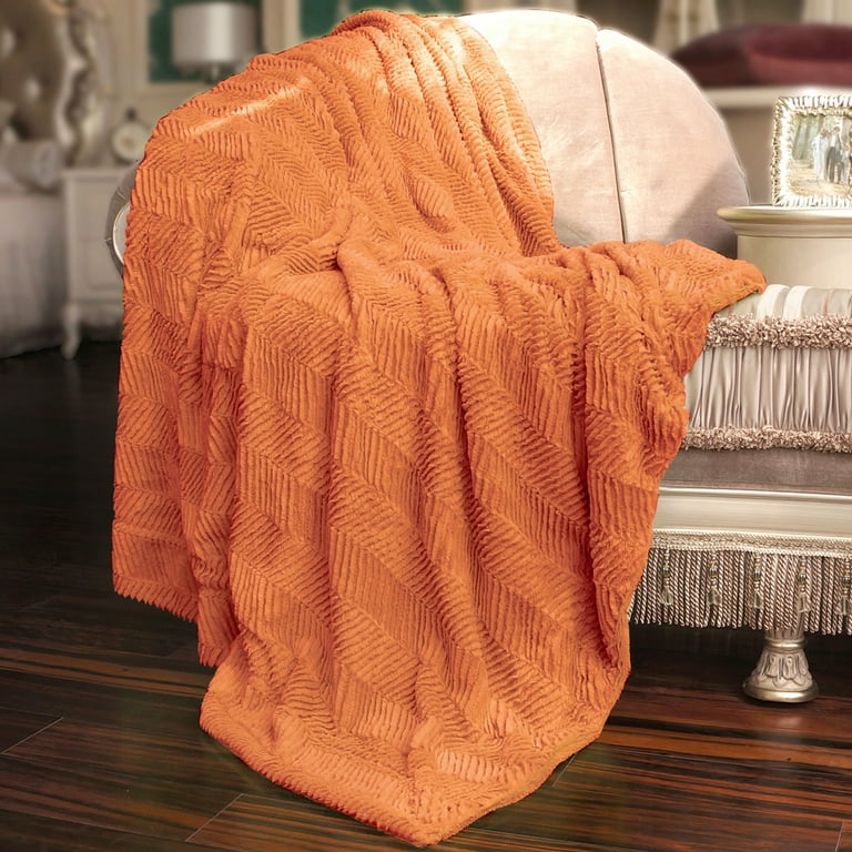 Orange faux fur throw blanket sale
