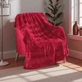 thumbnail image 1 of Home Soft Things Christmas Herringbone Faux Fur Throw - Chilli Pepper - 50" x 60", 1 of 11