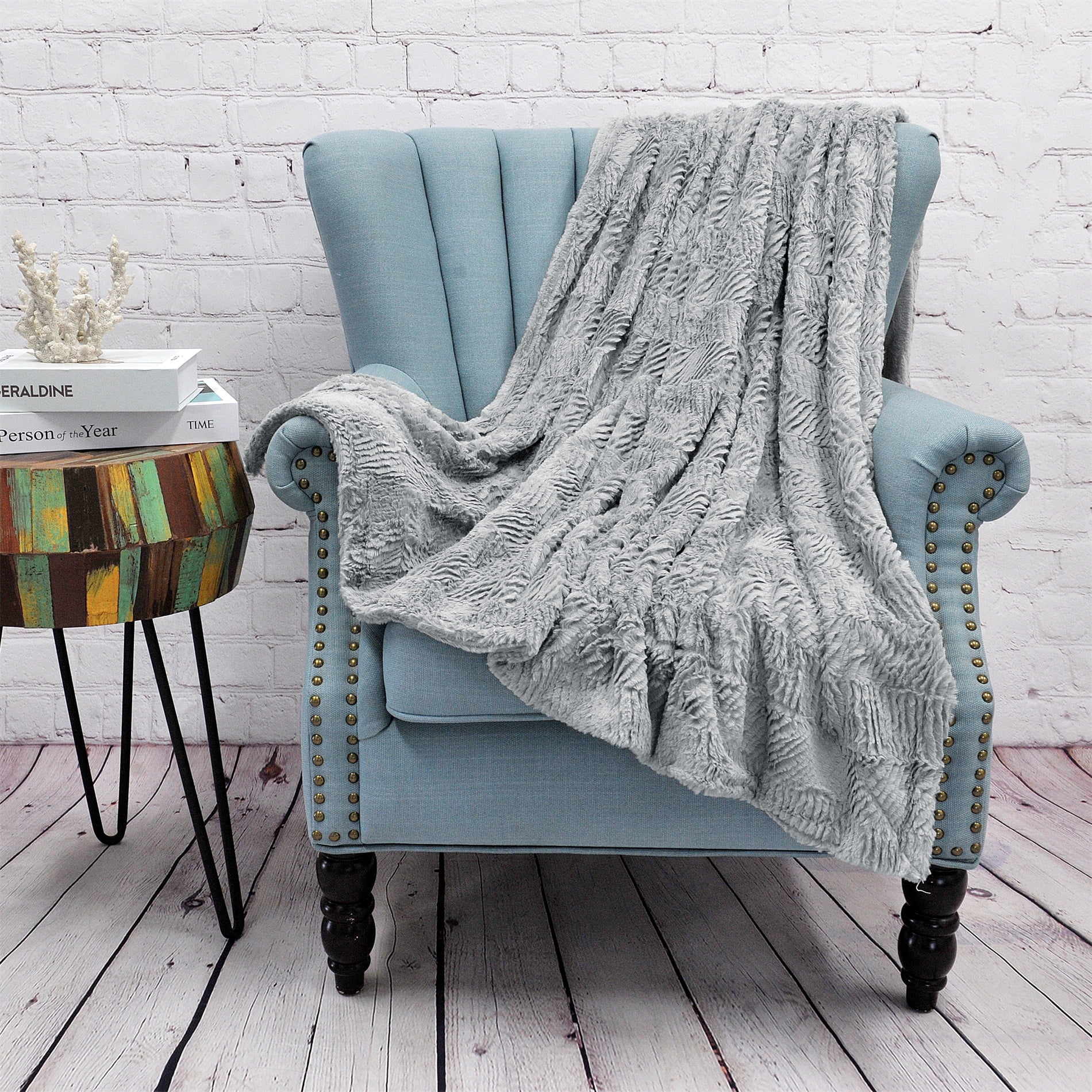 Silver fur online throw