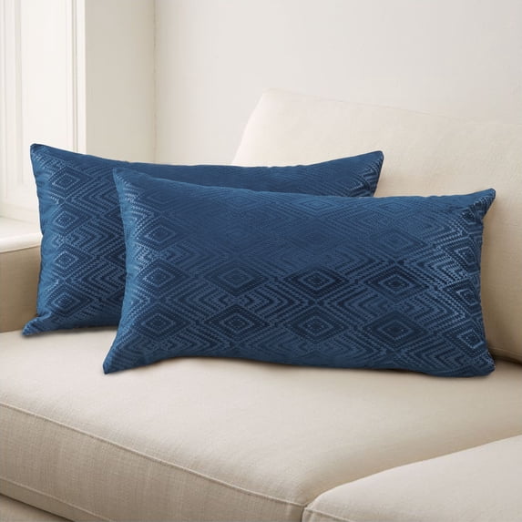 Home Soft Things Ikat Velvet 2 Piece Throw Pillow Cover Set - Blue - 14" x 26"