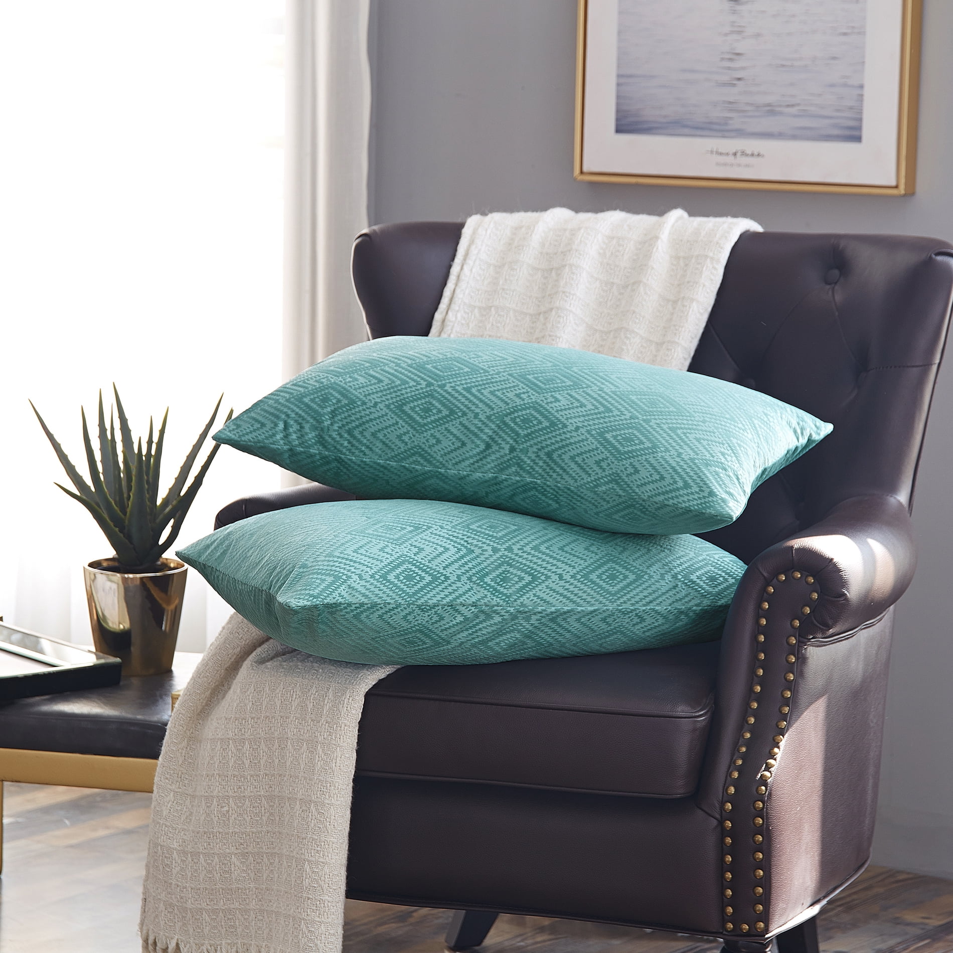 North Sea Ikat Velvet Rectangular Throw Pillow Covers