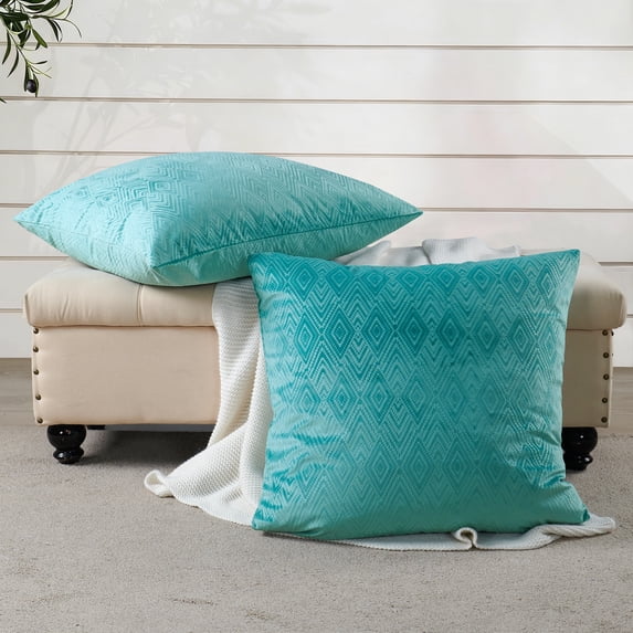 Home Soft Things Ikat Velvet 2 Piece Throw Pillow Cover Set - Storm Blue - 26" x 26"