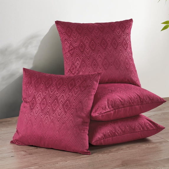 Home Soft Things Ikat Velvet 4 Piece Throw Pillow Cover Set - Garnet - 20" x 20"