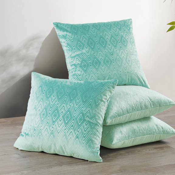 Home Soft Things Ikat Velvet 4 Piece Throw Pillow Cover Set - North Sea - 20" x 20"
