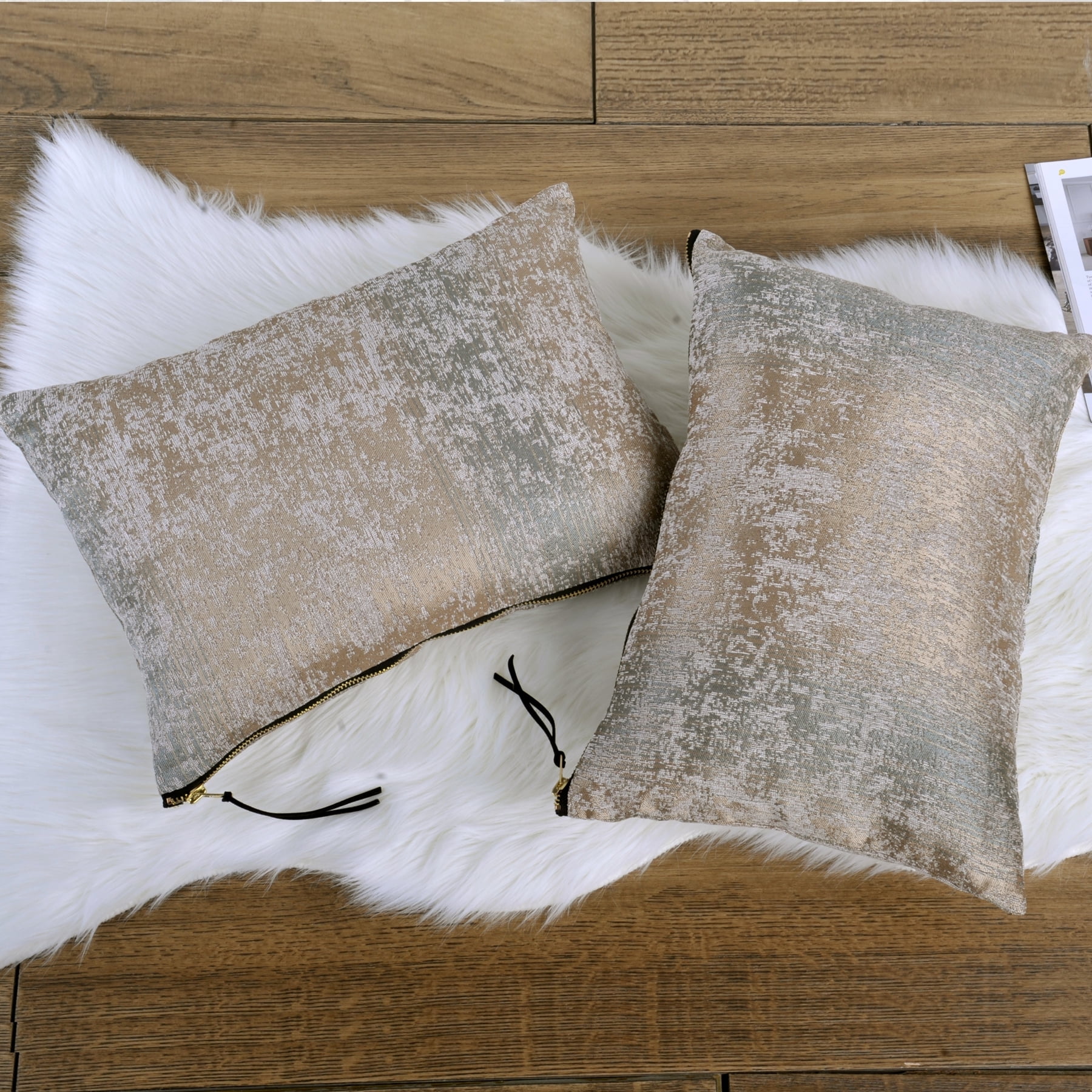 Home Soft Things Jacquard Chenille Big Zipper Decorative Throw Pillows, Set of 2, 14x20inches, Taupe Sage - Walmart.com Home Soft Things Jacquard Chenille Big Zipper Decorative Throw Pillows, Set of 2, 14x20inches, Taupe Sage - Walmart.com