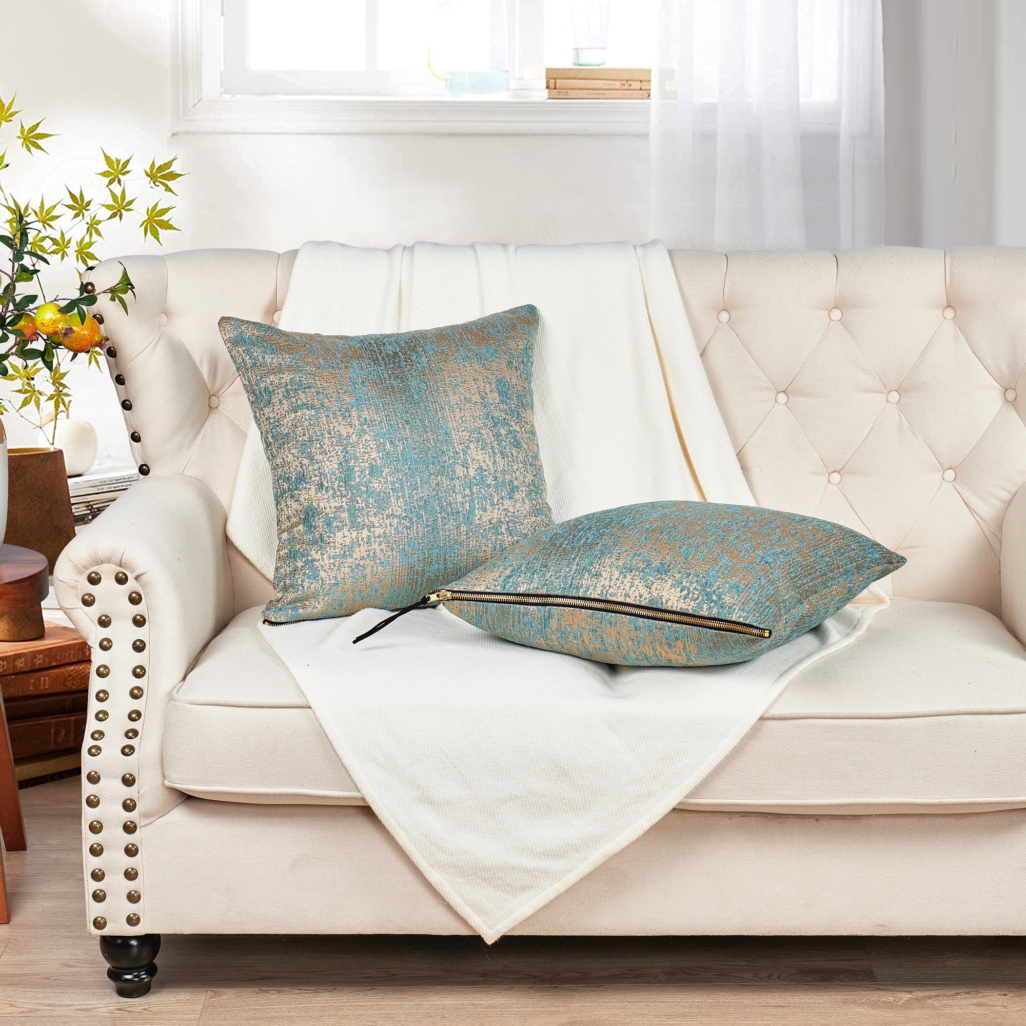 Home Soft Things Jacquard Chenille Big Zipper Throw Pillow Cover 2