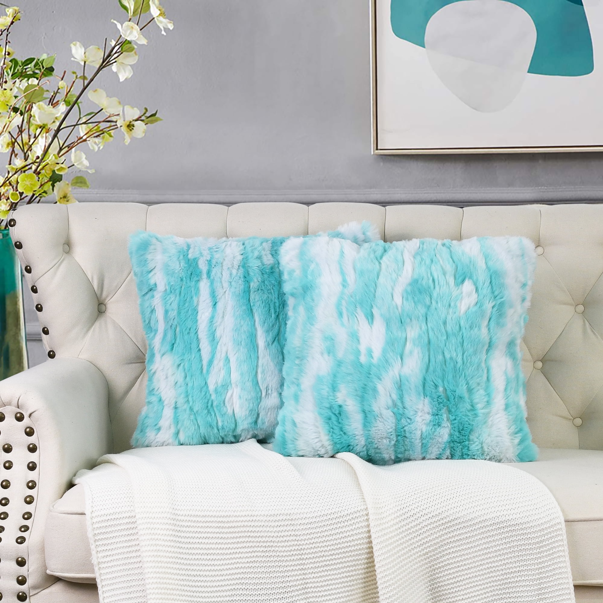 Home Soft Things Jacquard Faux Fur 2 Piece Throw Pillow Cover Set ...