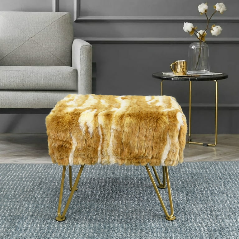 Faux fur ottoman stool sale