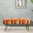 thumbnail image 1 of Home Soft Things Jacquard Faux Fur Ottoman - Burnt orange - 46"x16"x22", 1 of 8