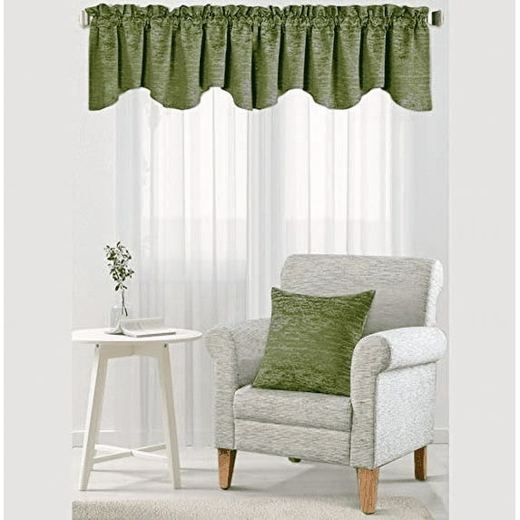 Home Soft Things Jacquard Throw Pillow Cover and Valance Set - Benin - Green Olive - 20" x 20" & 56" x 19"