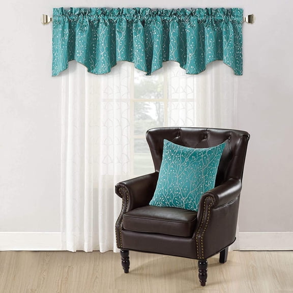 Home Soft Things Jacquard Throw Pillow Cover and Valance Set - Branch - Deep Teal - 56" x 19"/20" x 20"