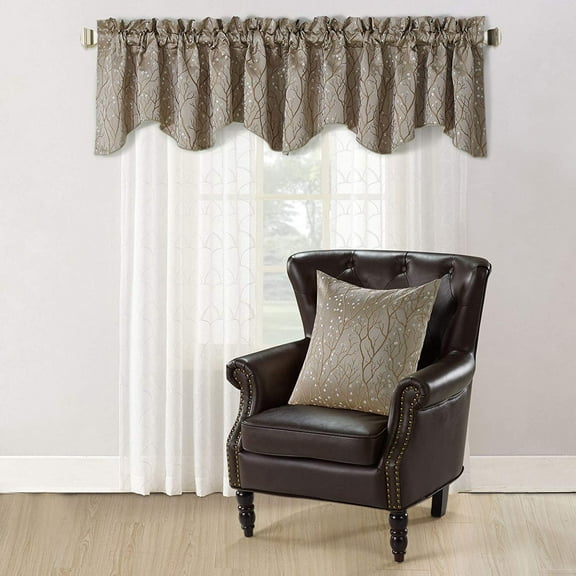Home Soft Things Jacquard Throw Pillow Cover and Valance Set - Branch - Khaki - 56" x 19"/20" x 20"