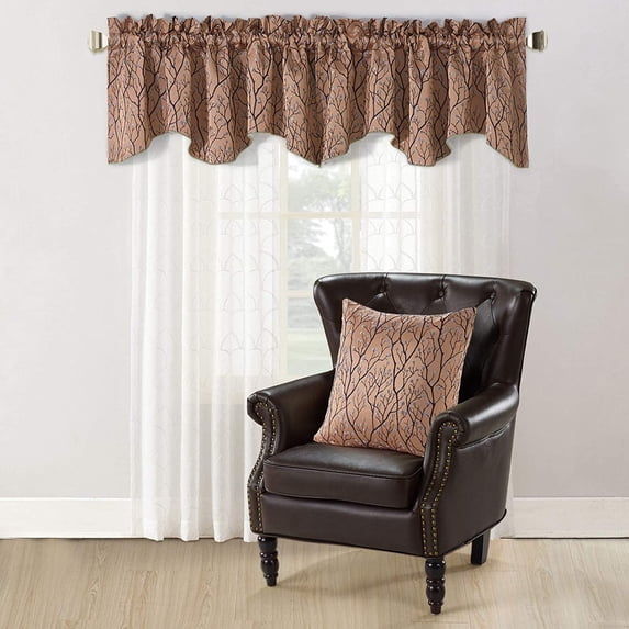 Home Soft Things Jacquard Throw Pillow Cover and Valance Set - Branch - Rose - 56" x 19" / 20" x 20"