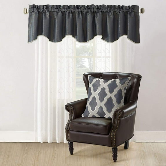 Home Soft Things Jacquard Throw Pillow Cover and Valance Set - Safi - Charcoal - 56" x 19" / 20" x 20"