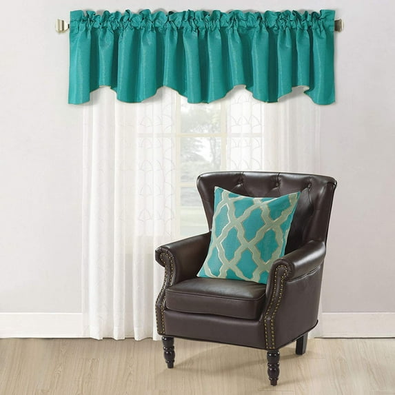 Home Soft Things Jacquard Throw Pillow Cover and Valance Set - Safi - Deep Teal - 56" x 19" / 20" x 20"