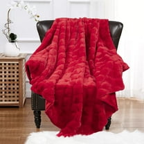 Home Soft Things Jacquard faux fur throw - 50x60" - Haute red