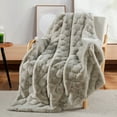 thumbnail image 1 of Home Soft Things Jacquard faux fur throw - 50x60" - Taupe, 1 of 9