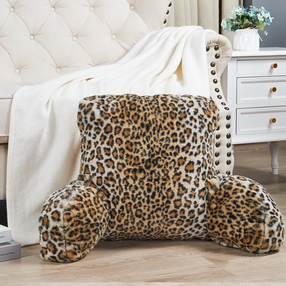 Home Soft Things DO-IT-YOURSELF Leopard Faux Fur Bedrest Pillow, Medium Size 20" x 18" x 17"