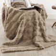 thumbnail image 1 of Home Soft Things Line Drawing Faux Fur Throw Blanket with Micromink Back, Luxury Soft Cozy Plush Fluffy Fuzzy Reversible Thick Warm Throw Blanket, 50x60 inches, Light Taupe, 1 of 10