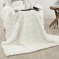 thumbnail image 1 of Home Soft Things Line Drawing Faux Fur Throw Blanket with Micromink Back, Luxury Soft Cozy Plush Fluffy Fuzzy Reversible Thick Warm Throw Blanket, 50x60 inches, White, 1 of 10