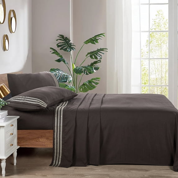 Home Soft Things Luxury Bed Sheet 4 Piece Set - Chocolate - Full
