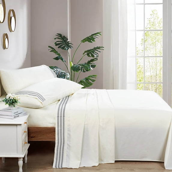Home Soft Things Luxury Bed Sheet 4 Piece Set - Ivory - Twin