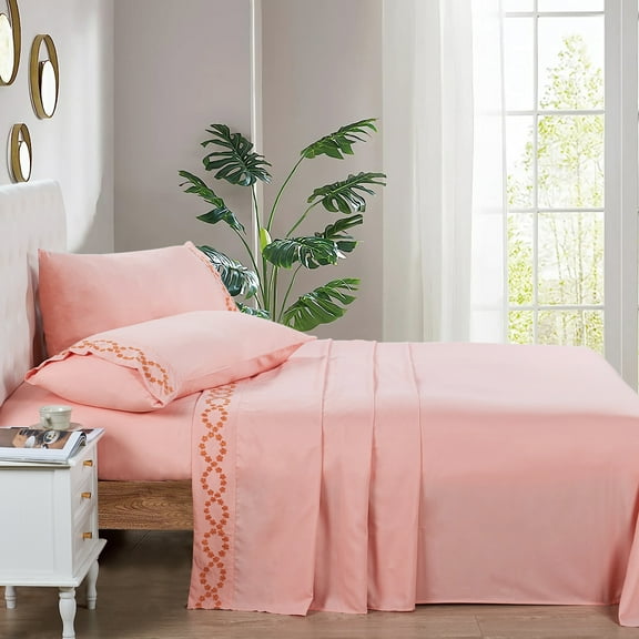 Home Soft Things Luxury Bed Sheet 4 Piece Set - Rose Quartz - King
