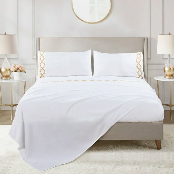 Home Soft Things Luxury Bed Sheet 4 Piece Set - White - Full