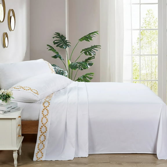 Home Soft Things Luxury Bed Sheet 4 Piece Set - White - King