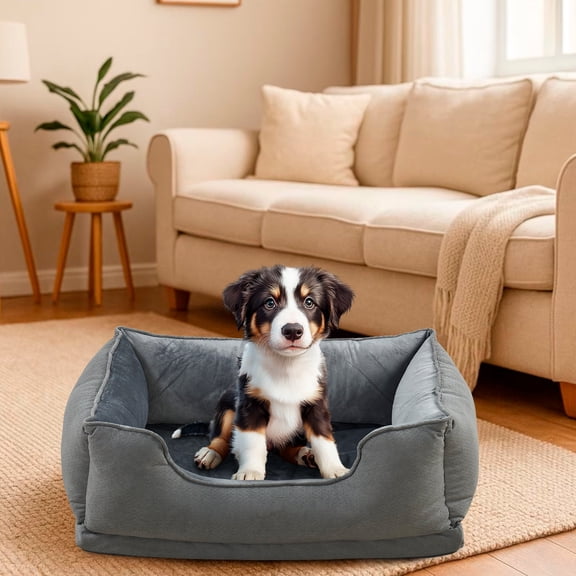 Home Soft Things Memory Foam Plush Pet Bed - Waterproof & Removable - Gray - 24"x33"x11"