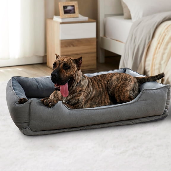 Home Soft Things Memory Foam Plush Pet Bed - Waterproof & Removable - Gray - 35"x48"x11"