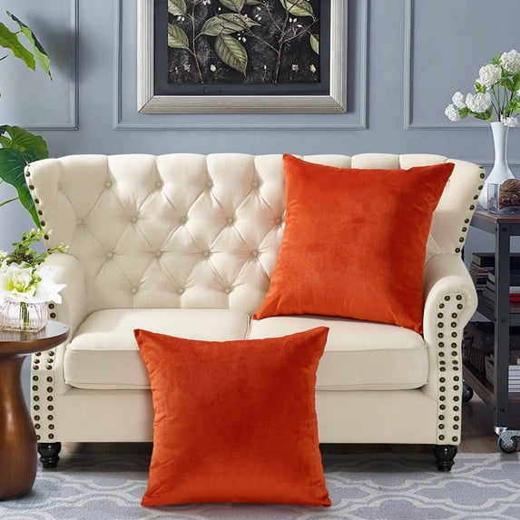 Home Soft Things Milliken Plush Throw Pillow Covers 2 Piece Set - Burnt Orange - 26" x 26"