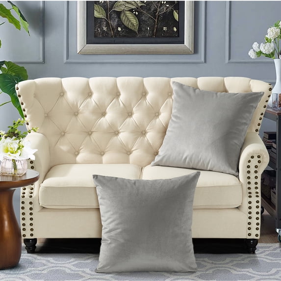 Home Soft Things Milliken Plush Throw Pillow Covers 2 Piece Set - Silver - 26" x 26"