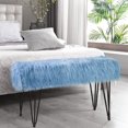 thumbnail image 1 of Home Soft Things Mongolian Faux-Fur Ottoman with Black Metal Legs, Forget Me Not - 46" x 16" x 22" JUMBO, 1 of 9