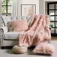thumbnail image 1 of Home Soft Things Mongolian Faux Fur Throw & Pillow Cover Combo - Rose - 50" x 60"/20" x 20", 1 of 10