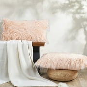 Home Soft Things Karenne FauxFur Throw Pillow Covers (Set of 2), NO INSERT Rose 14" x 26"