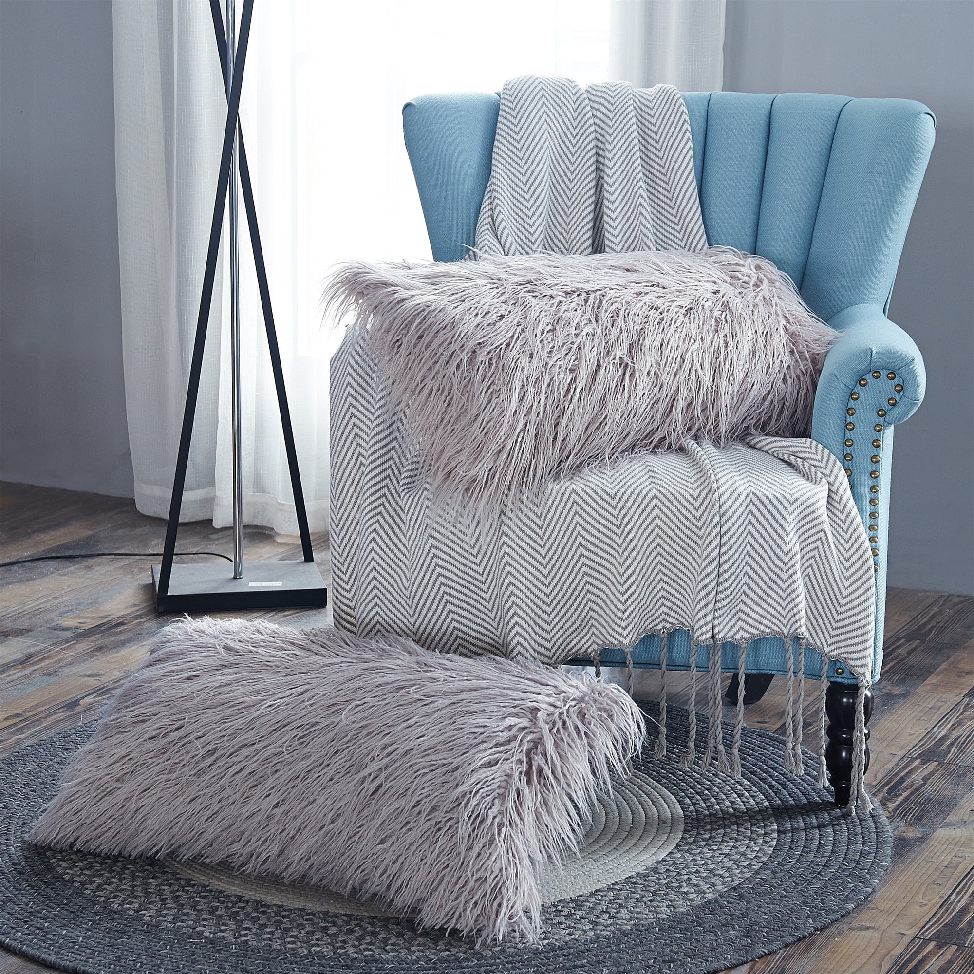 Home Soft Things Mongolian Fauxfur Pillow Covers Luxury Fluffy Throw