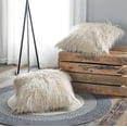 thumbnail image 1 of Home Soft Things Mongolian Faux-fur Pillow Covers Luxury Fluffy Throw Pillow Case Decorative Fuzzy Cushion Cover, No Pillow Insert, Set of 2 - Oatmeal - 20" x 20", 1 of 4