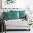 thumbnail image 1 of Home Soft Things Mongolian Faux-fur Pillow Covers Luxury Fluffy Throw Pillow Case Decorative Fuzzy Cushion Cover, No Pillow Insert, Set of 2 - Oil Blue - 14" x 26", 1 of 5