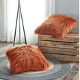 thumbnail image 1 of Home Soft Things Mongolian Faux-fur Pillow Covers Luxury Fluffy Throw Pillow Case Decorative Fuzzy Cushion Cover, No Pillow Insert, Set of 2 - Rust - 20" x 20", 1 of 5