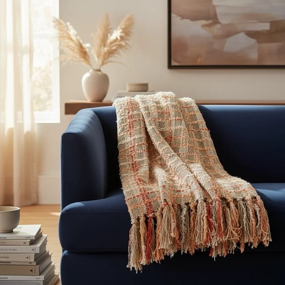 Home Soft Things Multi Color Chenille Throw - Burnt Orange - 50" x 60"