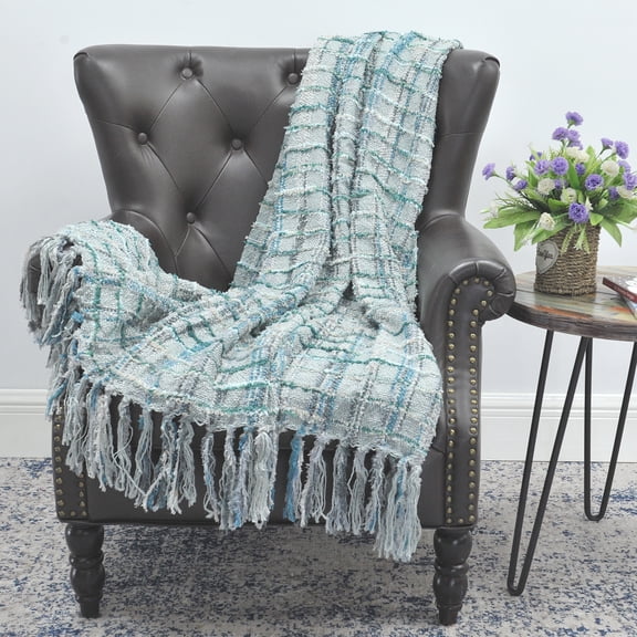 Home Soft Things Multi Color Chenille Throw - Grey Blue - 60" x 80" Jumbo