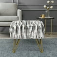 thumbnail image 1 of Home Soft Things Multi Jacquard Faux Fur Ottoman - Grey - 19x13x17", 1 of 8