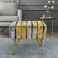 thumbnail image 1 of Home Soft Things Multi Jacquard Faux Fur Ottoman - Teal - 19x13x17", 1 of 10